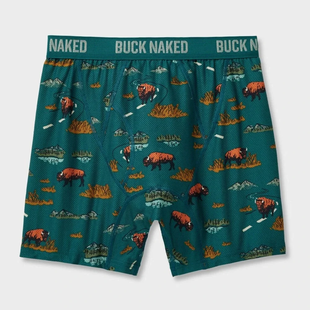 Duluth Trading Co Boxer Briefs Mens Large Bison Print Teal